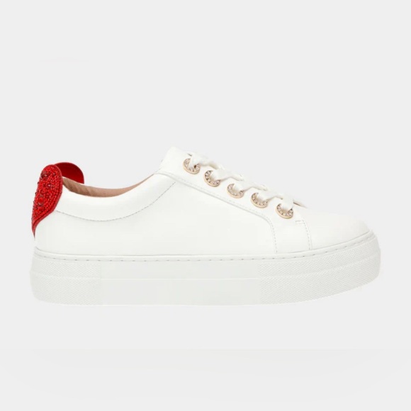 NWB/NWT Betsey Johnson White Sneakers with Red Heart heel Presley - Picture 6 of 11